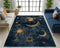 Stars and Moon Star Area Rug Solar System Constellation Area Rug Stars and Moon Blue Night Sky Print Pattern Floor Mat Suitable for Bedroom and Li...