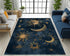 Stars and Moon Star Area Rug Solar System Constellation Area Rug Stars and Moon Blue Night Sky Print Pattern Floor Mat Suitable for Bedroom and Li...