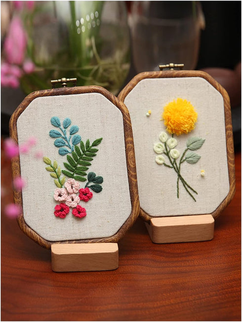 Maydear 3 Pack Embroidery Starter Kit with Pattern, Stamped Cross Stitch Kits for Beginners Adults with Embroidery Hoop and Instructions, Hand Emb...