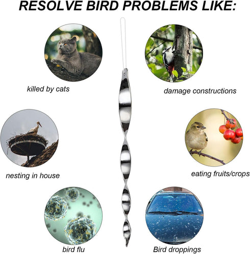 Besmon Woodpecker Bird Scare Devices?Reflective Scare Rods Control Device to Keep Birds Away from Patio Pool?Christmas Reflective Strip Hanging Ho...