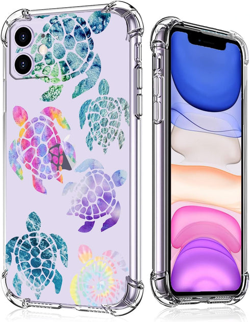 Sea Turtles iPhone 11 Case,Ocean Creatures Pattern Design for Women Men,Soft Transparent TPU Bumper Case for iPhone 11...