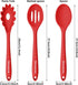 Silicone Cooking Spoons, Heat Resistant Large Silicone Pasta Slotted Spoon Solid Basting Spoon set for Nonstick Cookware, BPA Free Black Kitchen S...