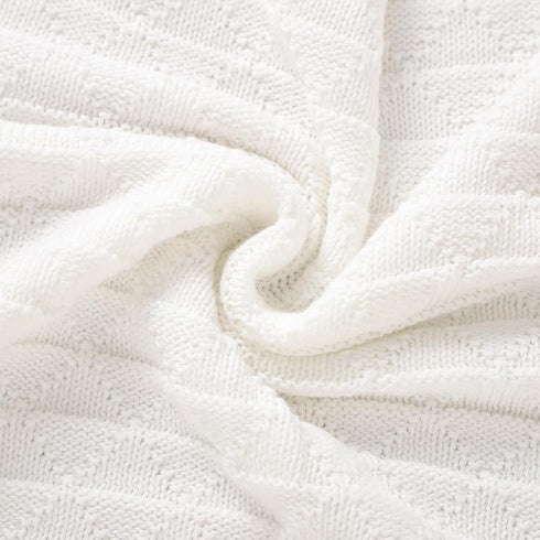 Baby Receiving Blanket for Boys Girls Knit Neutral Swaddle Blankets Soft Lightweight Crib Stroller Blankets for Newborn Infant Toddlers White 30 x...