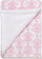 Little Me Plush 2-Ply Baby Blanket, 2 Sided Reversible, 30" x 40" (Pink Damask Print)...