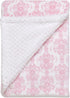 Little Me Plush 2-Ply Baby Blanket, 2 Sided Reversible, 30" x 40" (Pink Damask Print)...