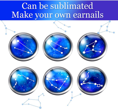 200 Pieces Sublimation Stainless Steel Blank Stud Earring Set Includes 50 Bezel Blank Setting 50 Aluminum Sheets with 50 Glues 50 Glass Discs for ...