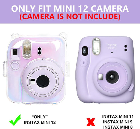 CAIYOULE Clear Case for Instax Mini 12 Camera, Fujifilm Mini 12 Protective PC Cover with Camera Stickers and Mini Frames...