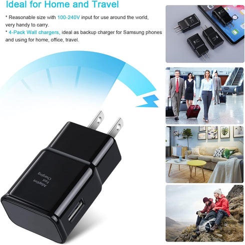 Adaptive Fast Charging Block, Qihop 3-Pack USB Wall Charger Plug Rapid Android Phone Charger Block Power Adapter for Samsung Galaxy S20/S10+/S10e/...