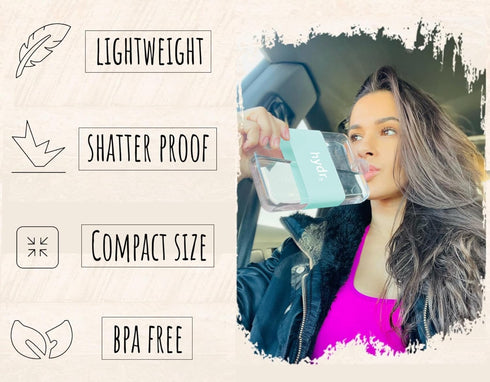 | 15oz Flat Water Bottle For Purse & Flexible Cleaning Brush | BPA Free Square Water Bottle | Leak/Drop Proof Slim Water Bottles For Travel, small...