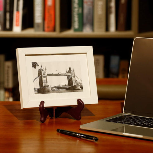 Tatuo 4 Packs Wooden Display Stand Plate Holder Easels (5 Inch, Red)...