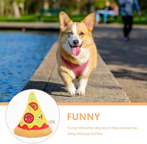 Dog Squeaky Toys Pizza Shaped Dog Toy, Puppy Biting Plush Chewing Toy for Puppy...