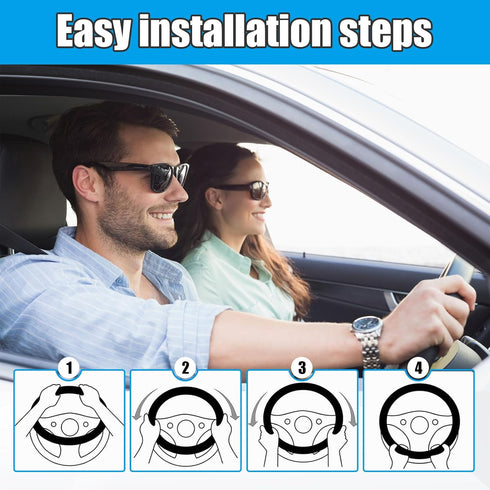 Car Fluffy Steering Wheel Cover, 15'' Universal Furry Auto Steering Wheel Protector for Warm Winter, Elastic Non-Slip Car Steering Wheel Cover, Ve...
