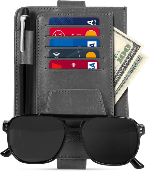 Leather Car Visor Organizer – Stylish & Functional Storage for Sunglasses, Cards, and Essentials...