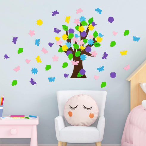 HubirdSall 76Pcs Spring Tree Craft Kit for Kids DIY Foam Springtime Bulletin Board Set with Flower Leaf Butterfly Bird Stickers Self Adhesive, Art...
