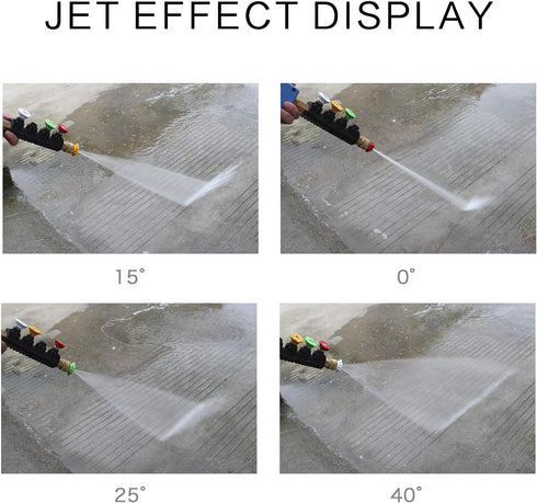 Sooprinse Pressure Washer Spray Nozzle Tips Multiple Degrees,1/4 inch Quick Connector 5 Packs(3.0 GPM) 0 Degrees,15 Degrees,25 Degrees,40 Degrees,...