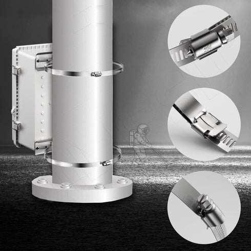 QILIPSU Pole Mounting Kits, 304 Stainless 250x48mm Brackets with Adjustable 50-200mm Clamp for Outdoor Waterproof Junction Box, Plastic Electrical...