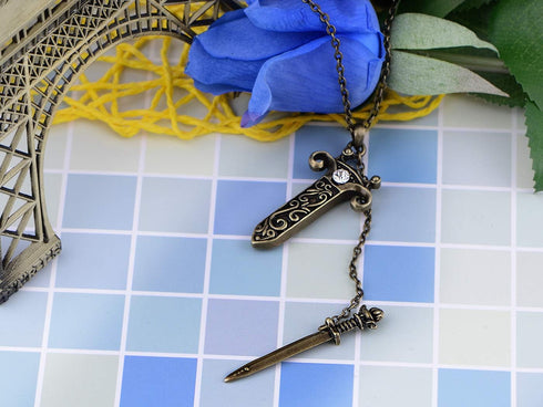 Alilang Antique Fantasy Medieval Renaissance Removable Scabbard Rune Sword Dagger Pendant Necklace...