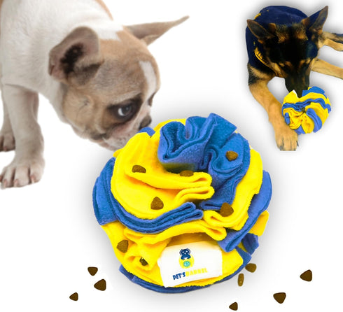 PET’SBARREL Snuffle Interactive Foraging Dog Puzzle Ball - Dog Enrichment Toys, Vibrant Yellow and Blue - Optimal Visual Stimulation. Dogs toys fo...