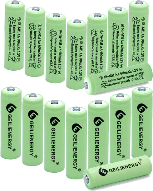 AA Ni-MH 600mAh 1.2V Double A Pre-Charged Rechargeable Batteries forGarden Landscaping Outdoor Solar Lights, String Lights, Pathway Lights(AA-600m...