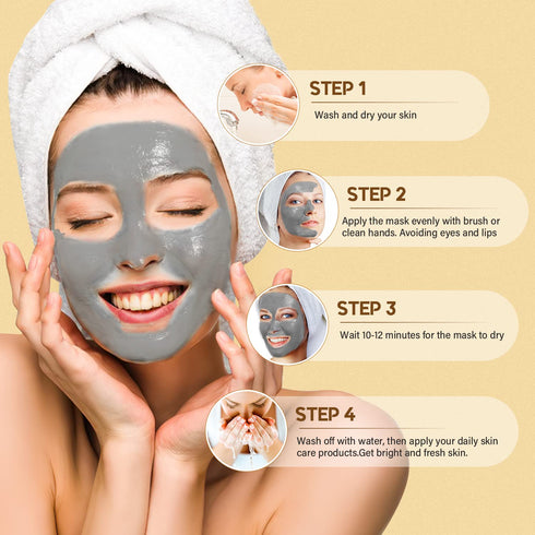Turmeric Vitamin C Clay Mask, Dead Sea Mud Mask, and Himalayan Clay Mask, Facial Skin Care Set for Deep Pore Cleansing, Reduce Blackheads Acne, Da...