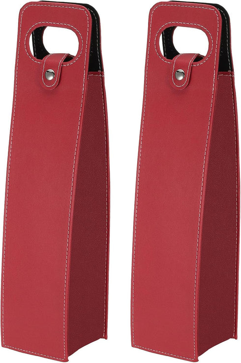 PATIKIL Wine Gift Bag, 2 Pack Wine Bag Reusable Leather Wine Tote Carrier for Wine Bottles Portable Champagne Gift Bags for Picnic Party Wedding, ...
