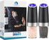 Gravity Electric Pepper and Salt Grinder Set, Battery Operated Pepper Mill with Blue LED Light, One Hand Operation, Flip to Grind, Adjustable Coar...