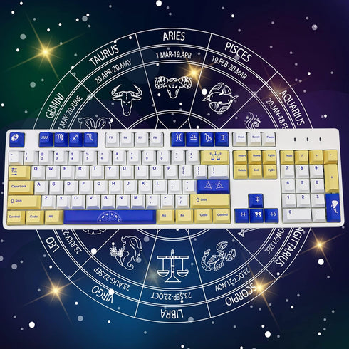 kutethy PBT Keycaps,135 Keys Constellation Style Keycaps for Cherry Gateron MX Switches Mechanical Keyboards (White)…...