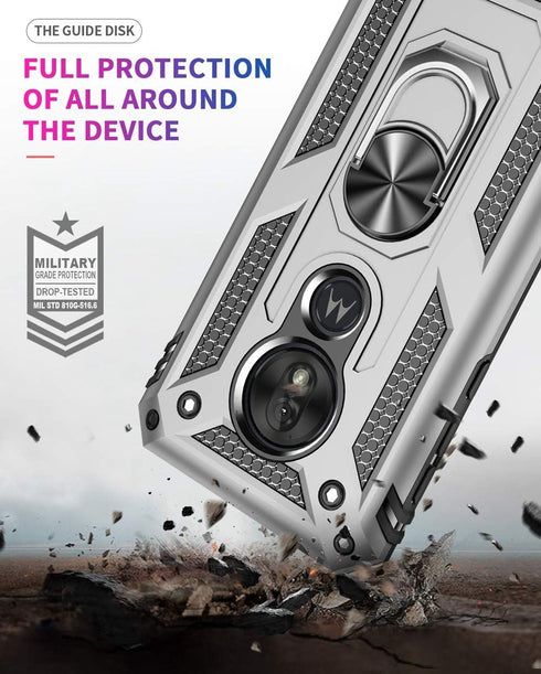 Military Grade Drop Impact for Motorola Moto G7 Play Case 360 Metal Rotating Ring Kickstand Holder Magnetic Car Mount Armor Shockproof for Moto G7...