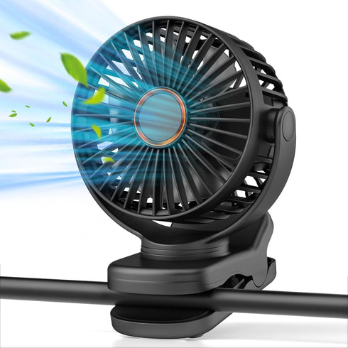 Portable Mini Clip on Fan, 3 Speed Rechargeable Small USB Desk Fan with Strong Airflow, Battery Operated Personal Fan, 360° Rotate Adjustable Tabl...