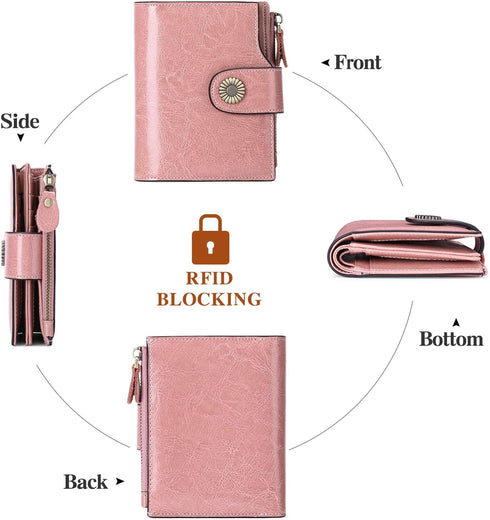 FALAN MULE Small Wallet for Women Genuine Leather Bifold Compact Small Womens Wallet with RFID Blocking...