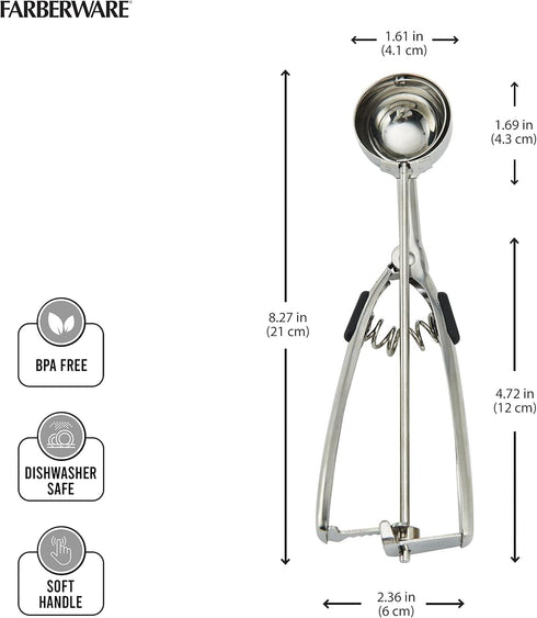 Farberware Professional Stainless Steel Cookie Dough Scoop, 8.27 Inch, Black...