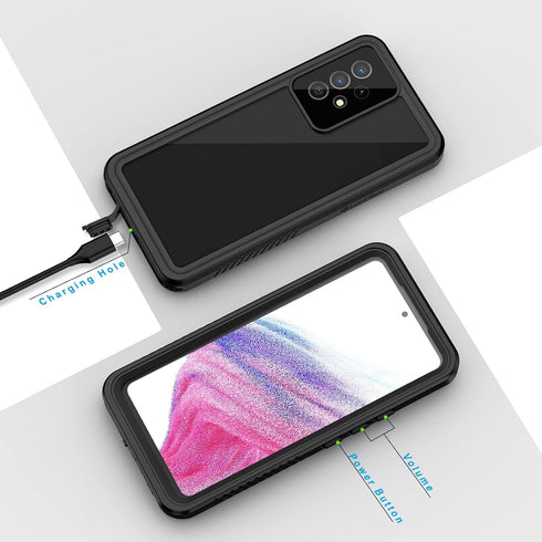 Lanhiem Samsung Galaxy A53 5G Case, IP68 Waterproof Dustproof Case with Built-in Screen Protector, Rugged Full Body Shockproof Phone Cover for Sam...