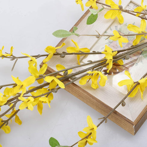 Artificial Forsythia Flowers,6Pcs 39.4 inch Artificial Forsythia Blossom Jasmine Stems Fake Silk Forsythia Branches for Flower Arrangement Wedding...