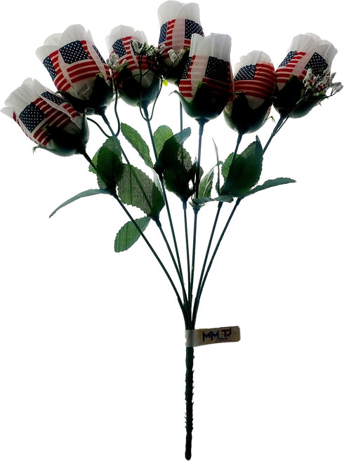 Patriotic Flowers, US Flag, Memorial Day, 4th of July Decor America Veterans Day, One Bouquet 7 Stems Red White Blue...