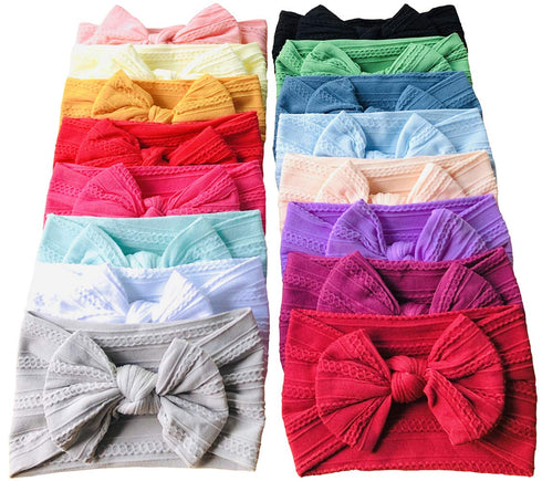 Baby Girl Bows Nylon Headbands Jacquard Design for Newborn Infant Toddler Little Girls (16-Pack)...
