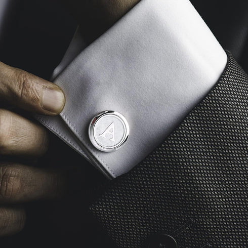 ORAZIO 2 Pairs Cufflinks for Men Stainless Steel Personalized Initial Cufflinks Silver Gold Engraved Cuff Links Alphabet Letter A-Z with Gift Box ...