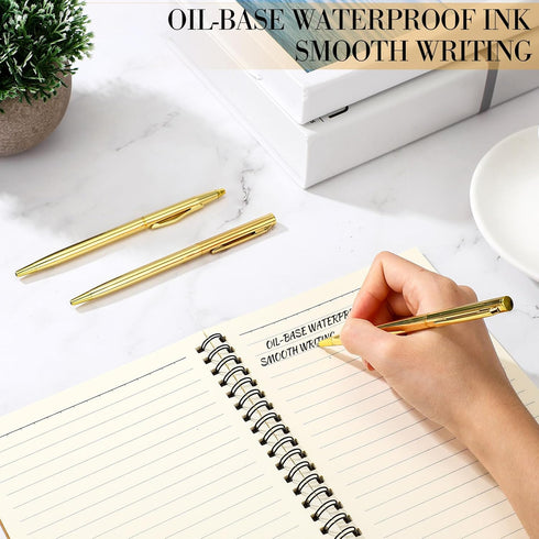 12 Pack Gold Pens Bulk Gold Metallic Pens Slim Ballpoint Pens Retractable Christmas Ballpoint Pen with Black Ink Metal Pens Mini Conical Pens for ...