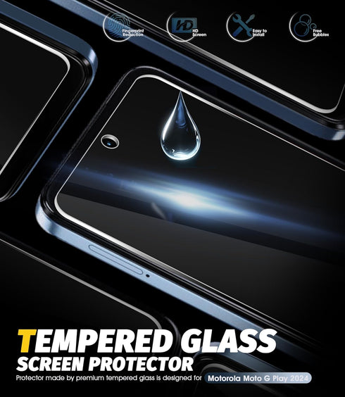 (3 Pack) Orzero Tempered Glass Screen Protector Compatible for Motorola Moto G Play 2024, Protector De Pantalla Precise Front Camera Cutouts HD...