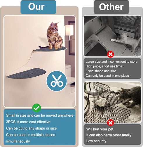 Palksky Climbing Cat Scratcher Mat, 3PCS 23.6"X11.8" Trimmable Self-Adhesive Cat Scratching Board, DIY Cat Scratching Pads for Couch Furniture Wal...