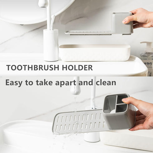 Toothbrush Holder for Bathrooms, Toothbrush Organizer Countertop for Toothbrush Storage, Toothbrush and Toothpaste Holders Set with 3 Slots, Tooth...