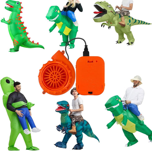 Mini Blower Fan for Dinosaur Costume, Orange Upgrade Inflatable Costume Fans Replacement Blow up Blower Potable USB Air Pump...