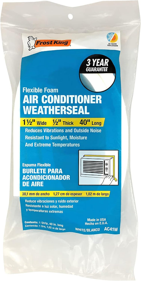 Frost King AC41WA AC Foam Weather Seal, Heavy Duty 1-1/2" W, 1/2" T, 40" L, White...