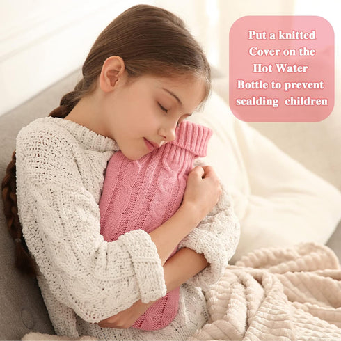 2 Pieces Hot Water Bottle Cover Soft Cover Only Knitted Hot Water Bottle Sweater for Hot Compress and Cold Therapy, Ideal for Menstrual Cramps, Ne...