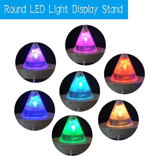 YAKAMOZ 2Pcs Round Wooden LED Lights Display Base for Laser Glass Resin Art(it did not Come with a Control to Change The Lights)...
