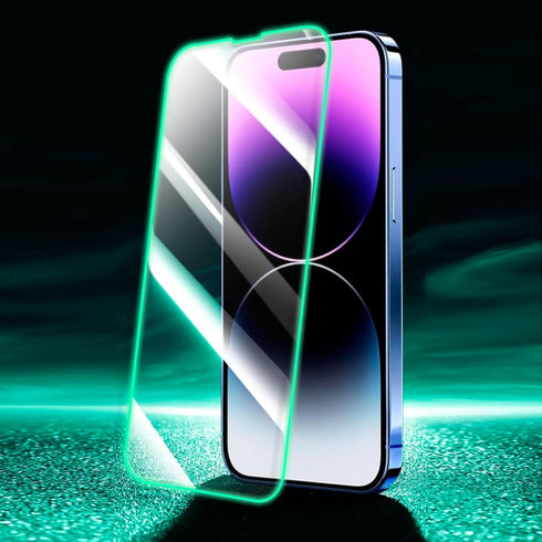2 Pack Luminous Airbag Tempered Glass Screen Protector for iPhone 14 Pro Max(6.7") with Easy Installation Frame, HD Clear Film with Glowing Raised...