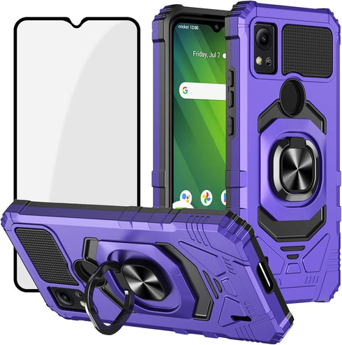 Ailiber for AT&T Motivate 4 Case with Stand, Cricket Icon 5 Phone Case with Screen Protector, for Magnetic Car Mount, Military Grade, Shockproof R...