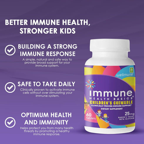 Children's Chewable Tablets, Wellmune Clinically Proven Highly Purified Beta Glucan Immunity Supplements for Children, Kids-Approved!...
