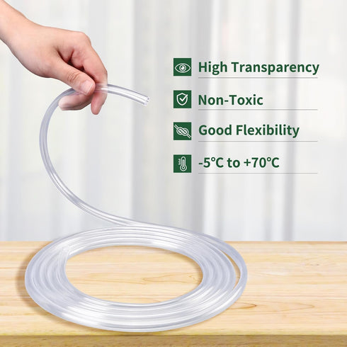 10 Feet - 1/4" ID x 3/8" OD Clear Vinyl Tubing, Translucent Plastic PVC Tubing Hose Pipe for Water Air Pump...