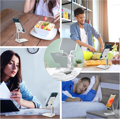 2Pack Cell Phone Stand for Desk, Adjustable Angle & Height Mobile Phone Holder Cute, Foldable Compact Desk Mount for Smartphone, Kindle under 7'' ...