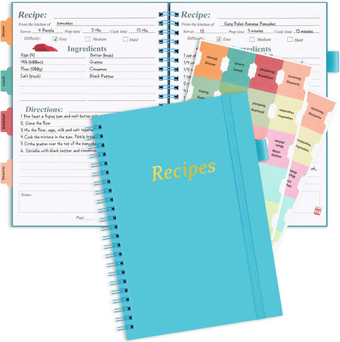 PECULA Recipe Book, Recipe Book to Write In Your Own Recipes, Blank Recipe Book, Recipe Notebook, Recipe Journal Hold 170 Recipes...